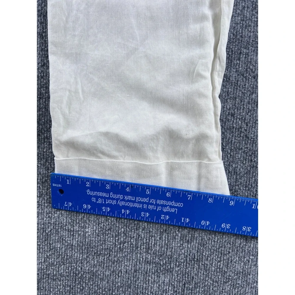 Polo Ralph Lauren Classic Fit White Linen Silk Cotton Pants 38x34 Cuffed Mens